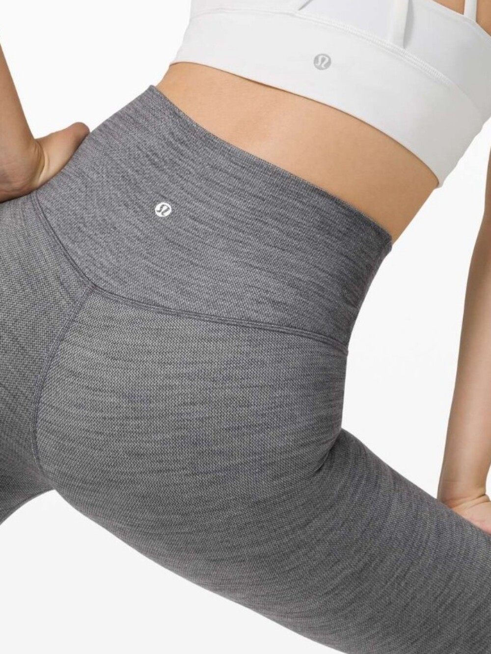 lululemon High Rise Gray Silver NULU Leggings Like New - Picture 1 of 7